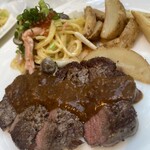 キハチ - パスタ　ステーキ　ポテトのプレート