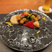 料理屋まえかわ - 秋鯖　しらず　落花生　柿　しめじ