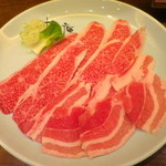 松庵 韓菜房 - 特選サンパ用の牛バラ、豚バラの盛り合わせ