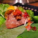 松庵 韓菜房 - お肉と薬味を１４種の野菜で包んで食します