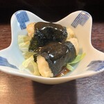 文司 - お通しは山芋の磯辺揚げ