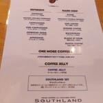 SOUTHLAND 南地 - メニューのオモテ面