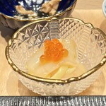 焼鳥 鐡 - 帆立の紹興酒漬け 黄ニラ和え