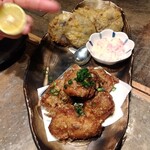 心にしみる浜の味 岩男 - 揚げ物　　から揚げ＆シイタケ天