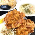 四川園 - 激安セット¥680込(炒飯+唐揚げ3個)玉子スープ付き