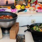 バイキングレストラン カーメル - きのことエビのアヒージョ、赤魚のベラクルサーナ