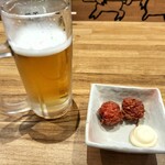 Shinton - 生ビールと生姜の天ぷら