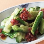 Seared cucumber with plum sauce