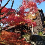 岩塙山荘珈琲店 - 店舗入口へ続く階段下にて