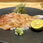洋食 おがた - 活カンパチ 本わさびと塩で（サスエ前田魚店）