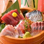 Assortment of five sashimi