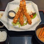 わらべ菜魚洞 - 大エビフライ カニ汁定食セット