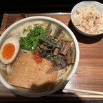 Hagakure - 菊大盛(味玉、油揚げ、山菜)、桜海老の混ぜご飯