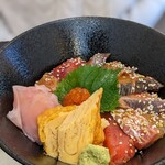 わらべ菜魚洞 - 本日の丼 鮮魚六種の漬け丼