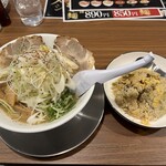 拉麺堂まるいち - 至極の中華拉麺 鳥取白ねぎトッピング 半チャーハン