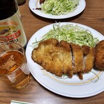 とんかつ喜多八 - ロースとんかつ＋クリームコロッケ＋ビール