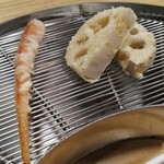 てんぷらと和食 山の上 - 金時人参　蓮根