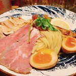 自家製麺 MENSHO TOKYO - ラム醤油つけめん:全部のせ