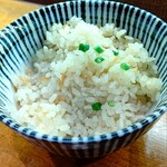 和風楽麺 四代目ひのでや - 帆立炊込御飯 思わず食べ途中 笑