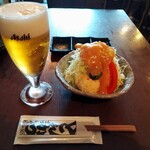 とんかつ ますいや - 生ビールとサラダ