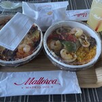 Mallorca - パエリア、グラタン、エッグタルト、アップルジュース