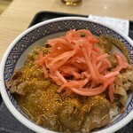 Yoshinoya - 大量に七味を掛けて、どっさり紅生姜