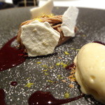 レストラン リューズ - “モンブラン”栗とカシスのアンサンブル 柚子のグラスをあしらって