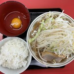 ラーメン もっけだの - 『朝食セット(ラーメンニンニク野菜マシマシ)』