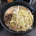 ラーメン二郎 - つけ麺（熱盛）+限定ネギ   野菜少なめ・ニンニク・アレ（おかか）