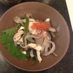 お通し①はてっ皮ポン酢