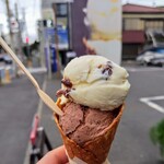 Hilo Homemade Ice Cream - ダブルチョコチップとラムレーズンをダブルで