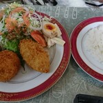 京町クロケットファミリー - 知人のコロッケランチ(クリームコロッケ＋ジャーマンコロッケ)