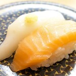 Hama zushi - サーモン・真いか二種盛り 110円