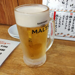 大衆イタリアンかね子 - 生ビールは法被泡で280円(税別)