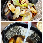 一心庵 - 鴨ざるそばのつゆとそば湯