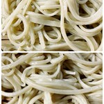 一心庵 - 上:淡い緑の十割そば　下:ざるそば