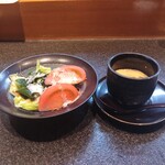 Sushi Kanda - 茶碗蒸しとサラダ