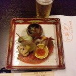 鳥彌三 - 前菜盛り：鯖寿司旨し