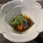 百名伽藍 - 先付
            牛すじ、ナス、秋刀魚のトマト煮