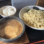 つけ麺 丸和 - つけ麺(¥980)(手をつけてしまった姿)