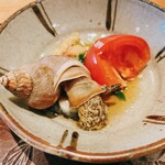 天ぷら たけうち - 南関揚げとつぶ貝