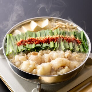 Our Motsu-nabe (Offal hotpot) uses Saga beef!