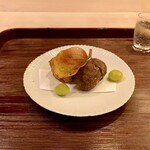 霞町 やまがみ - 甘鯛唐揚げ 栗渋皮煮揚げ