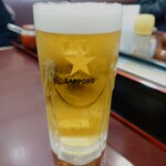 信濃追分蕎麦 初台庵 - 生ビール サッポロ、350円。