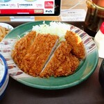 かつさと - 料理写真:ロースかつ&かきフライ定食 1,180円(かきフライが1個割れたので揚げて後でお持ちするとのこと)