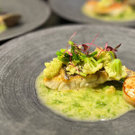 Euro dining claret - コース　真鯛のポワレ　生海苔と柚子のバターソース