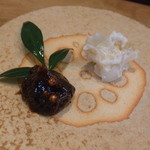 吟八亭 やざ和 - 蕎麦味噌と山葵漬け