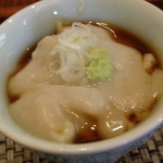 吟八亭 やざ和 - そばがき；アップ；刻み葱と山葵を添えて