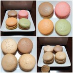 マカロンアラミーナ - 別の日の購入品：限定4個1,100円(ソルティチョコレート、ラズベリーピーチ、アプリコットジンジャー、珈琲ピスタチオ)＆ジャスミンティー、ミルクチョコレート、バニラ、マロン各250円✨年末で閉店は残念