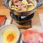 Yanagibashi Souzai Fukuda - 和牛と松茸のすき焼き　たまごには赤山椒